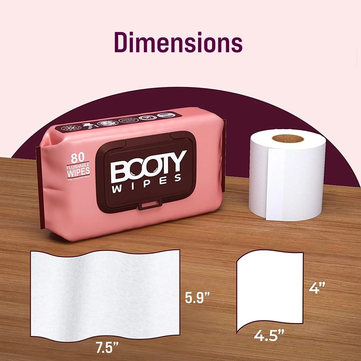 BOOTY WIPES Flushable Wipes for Women - 80-Count Wet Wipes for Adults - pH-Balanced Feminine Wet Tissue with Vitamin E and Aloe - Gentle Feminine Hygiene Body Cleansing Cloth - No Fragrance Large