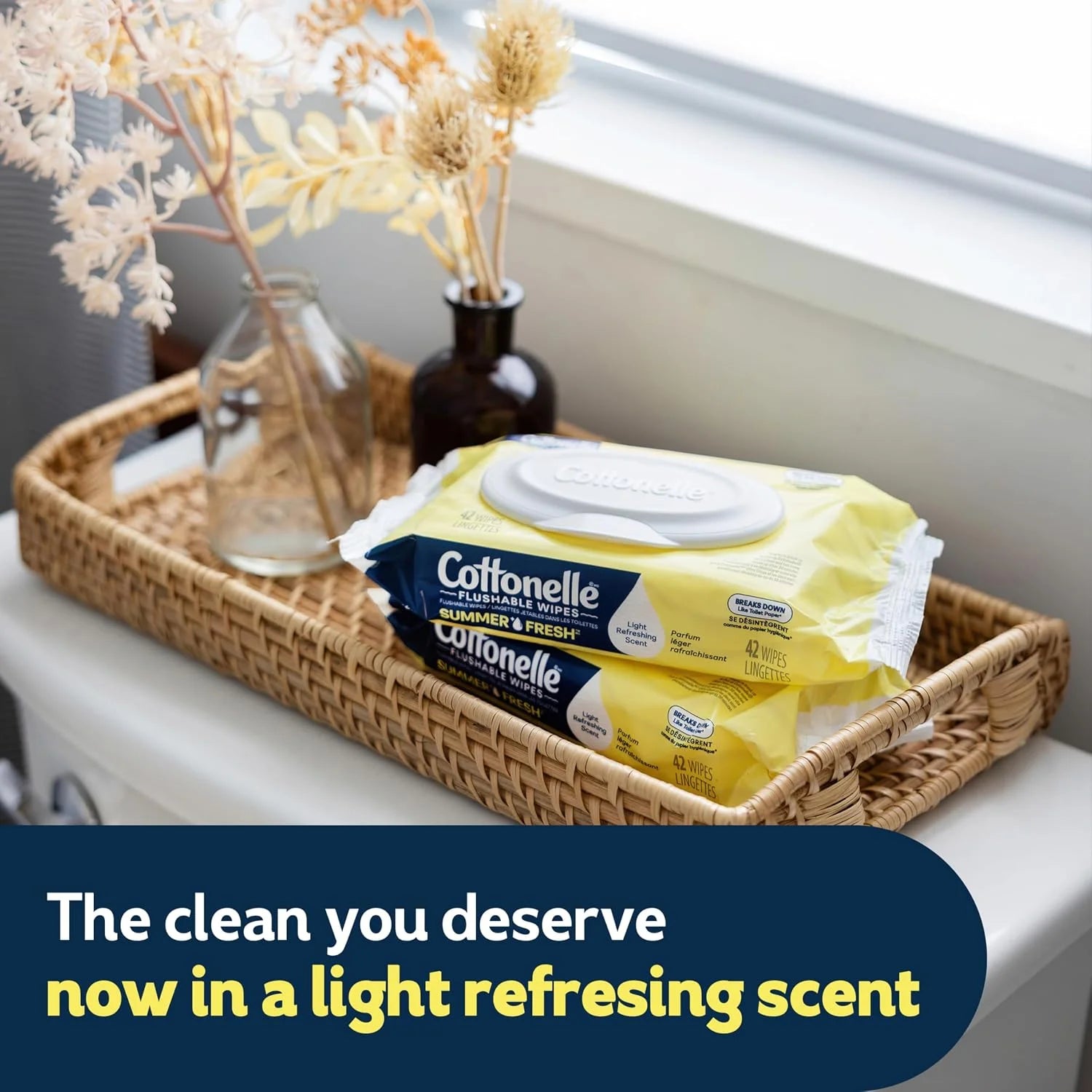 Cottonelle Summer Fresh Scented Flushable Wipes, 8 Packs, 42 Wipes per Pack