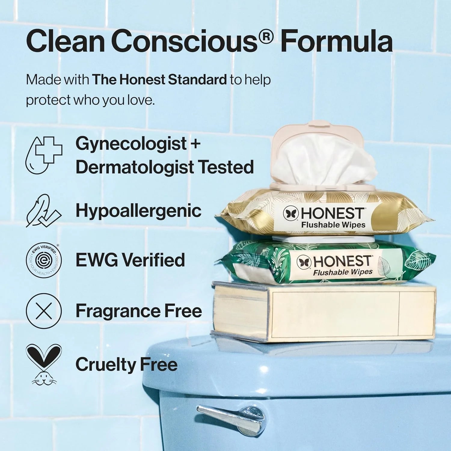 The Honest Company Flushable Wipes, Hypoallergenic, Tropical Leaves, 336ct