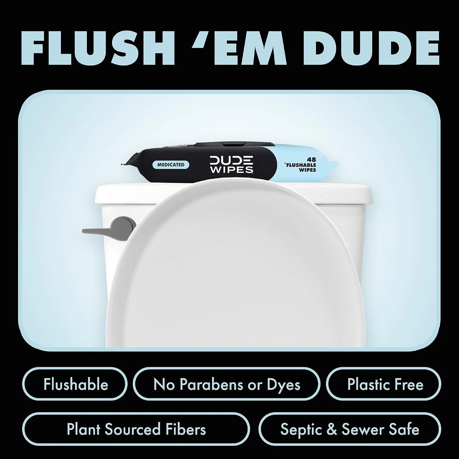 DUDE Wipes Medicated Hemorrhoid Flushable Wipes, Witch Hazel, 144 Count