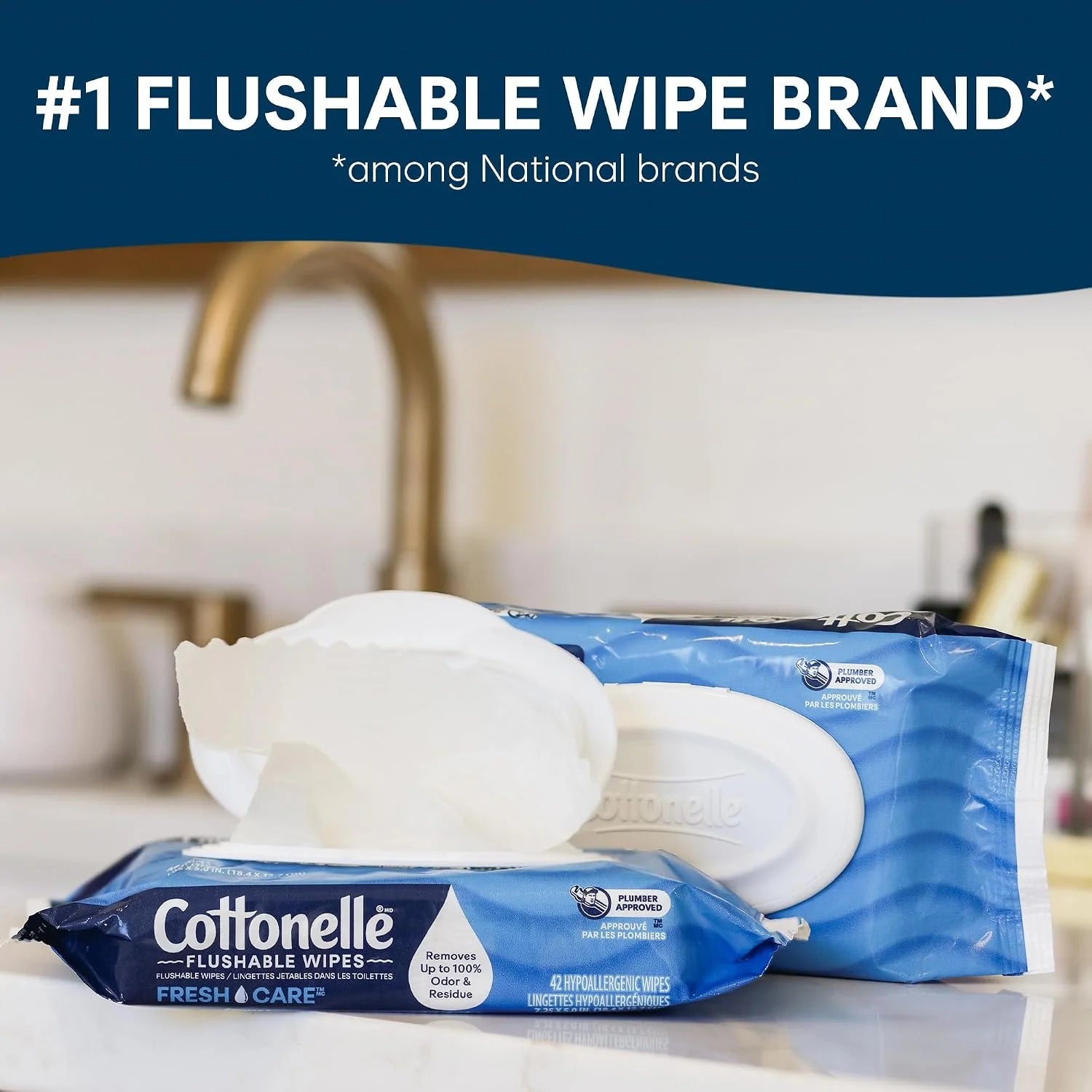 Cottonelle XL Flushable Wipes, 8 Packs, 45 Wipes per Pack