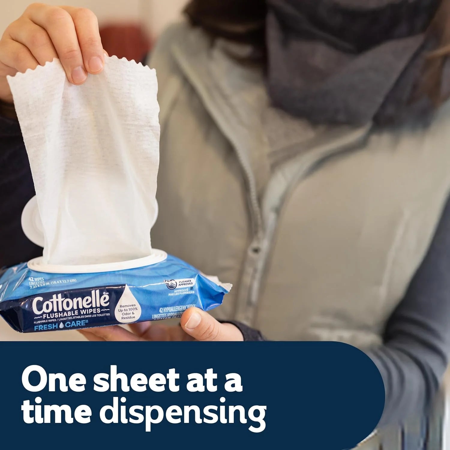 Cottonelle Fresh Care Flushable Wipes, 4 Packs, 42 Wipes per Pack