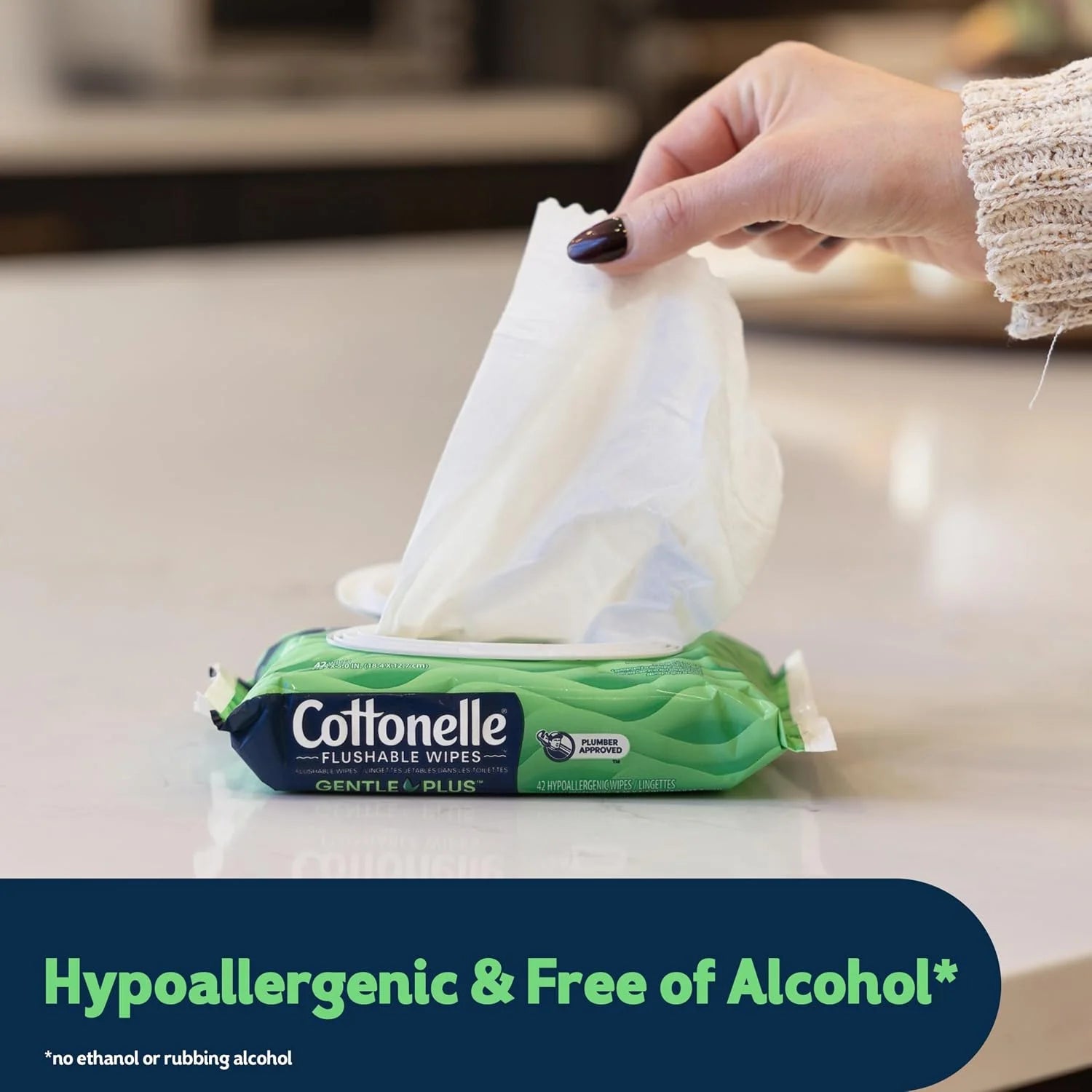 Cottonelle GentlePlus Flushable Wipes, 4 Packs, 42 Wipes per Pack