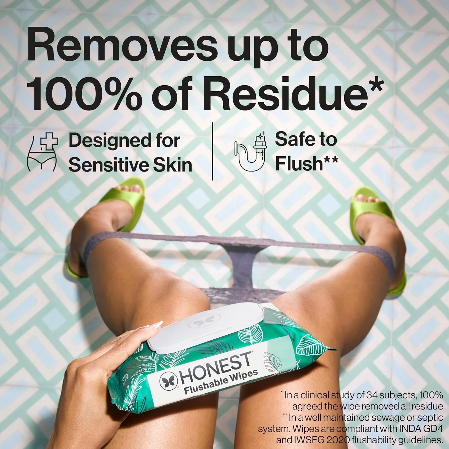 The Honest Company Flushable Wipes, Hypoallergenic, Tropical Leaves, 336ct