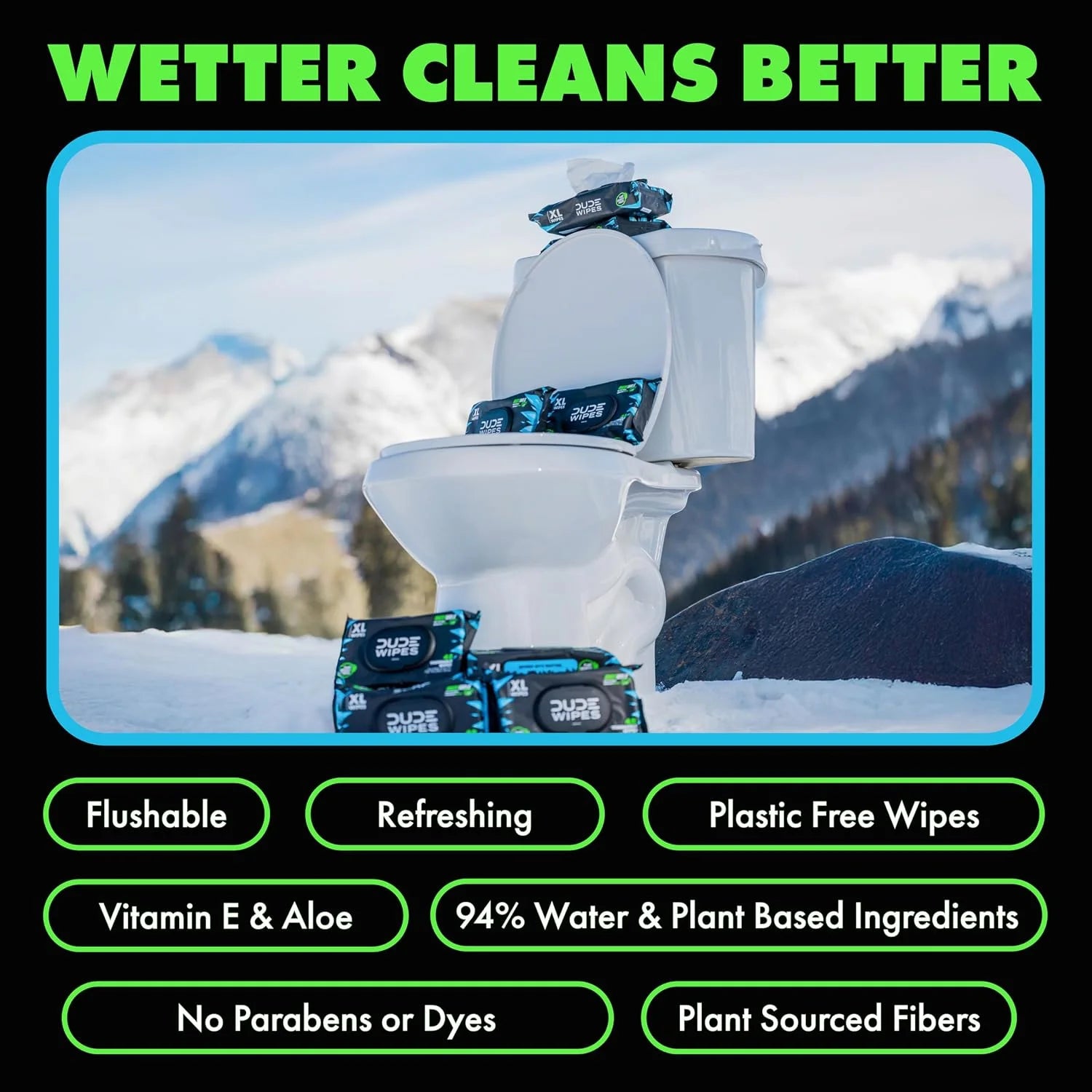 DUDE Wipes MentHOLE XXtreme Adult Flushable Wet Wipes, Cooling, 48 Count