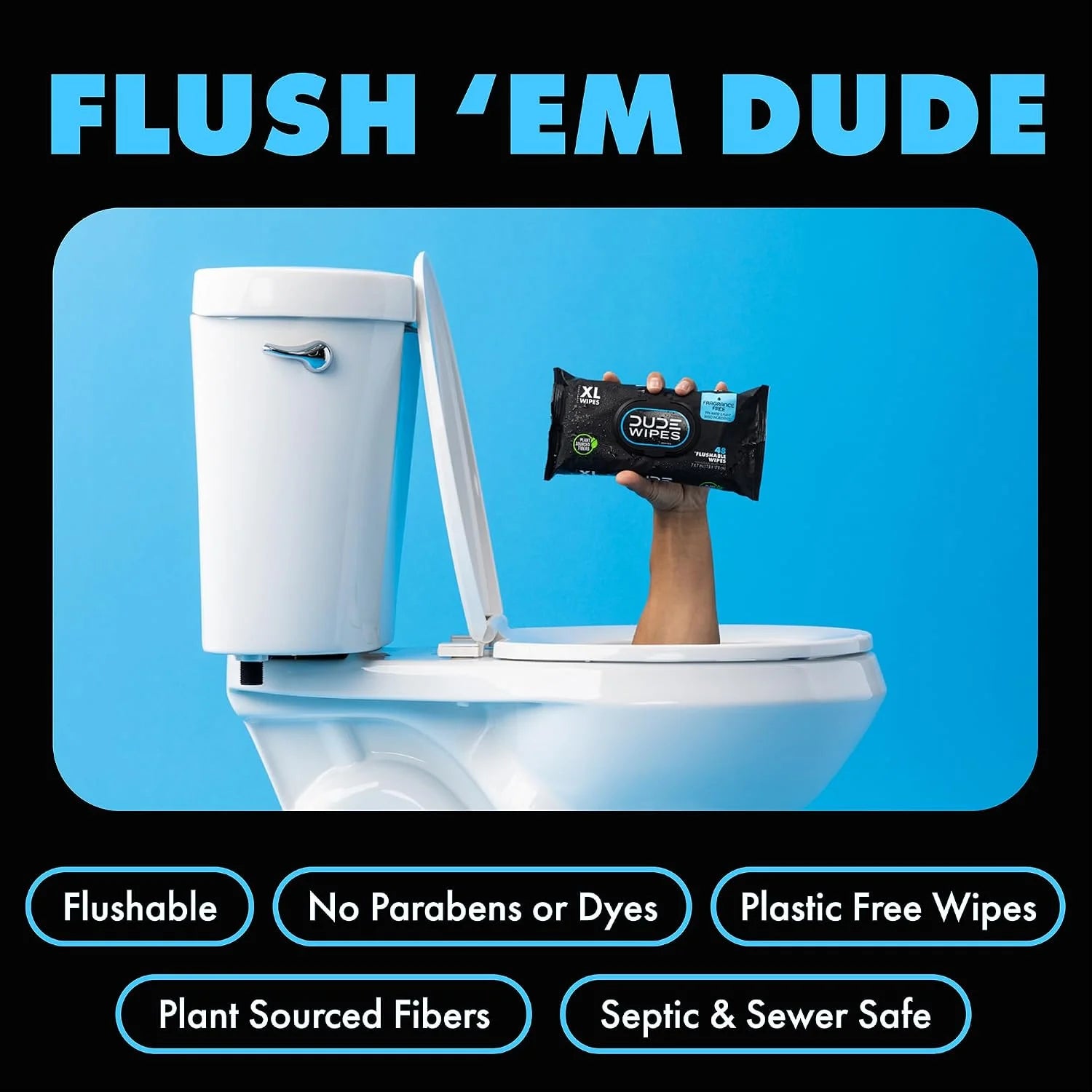 DUDE Wipes - Flushable Wipes - 8 Pack, 336 Count - Unscented Extra-Large Adult - Vitamin-E & Aloe - Septic and Sewer Safe