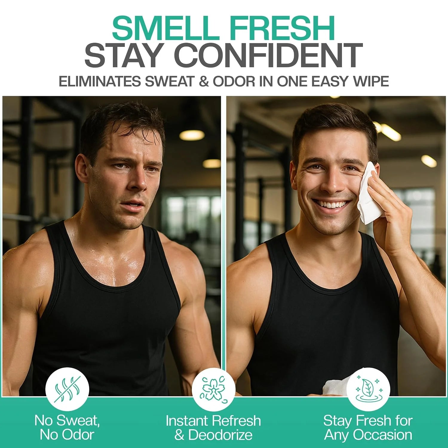 The Nobleman 4-Pack Face + Body Cleansing Wipes: 4 Post Workout Packs with Eucalyptus and Vitamin C (120 Ct.)