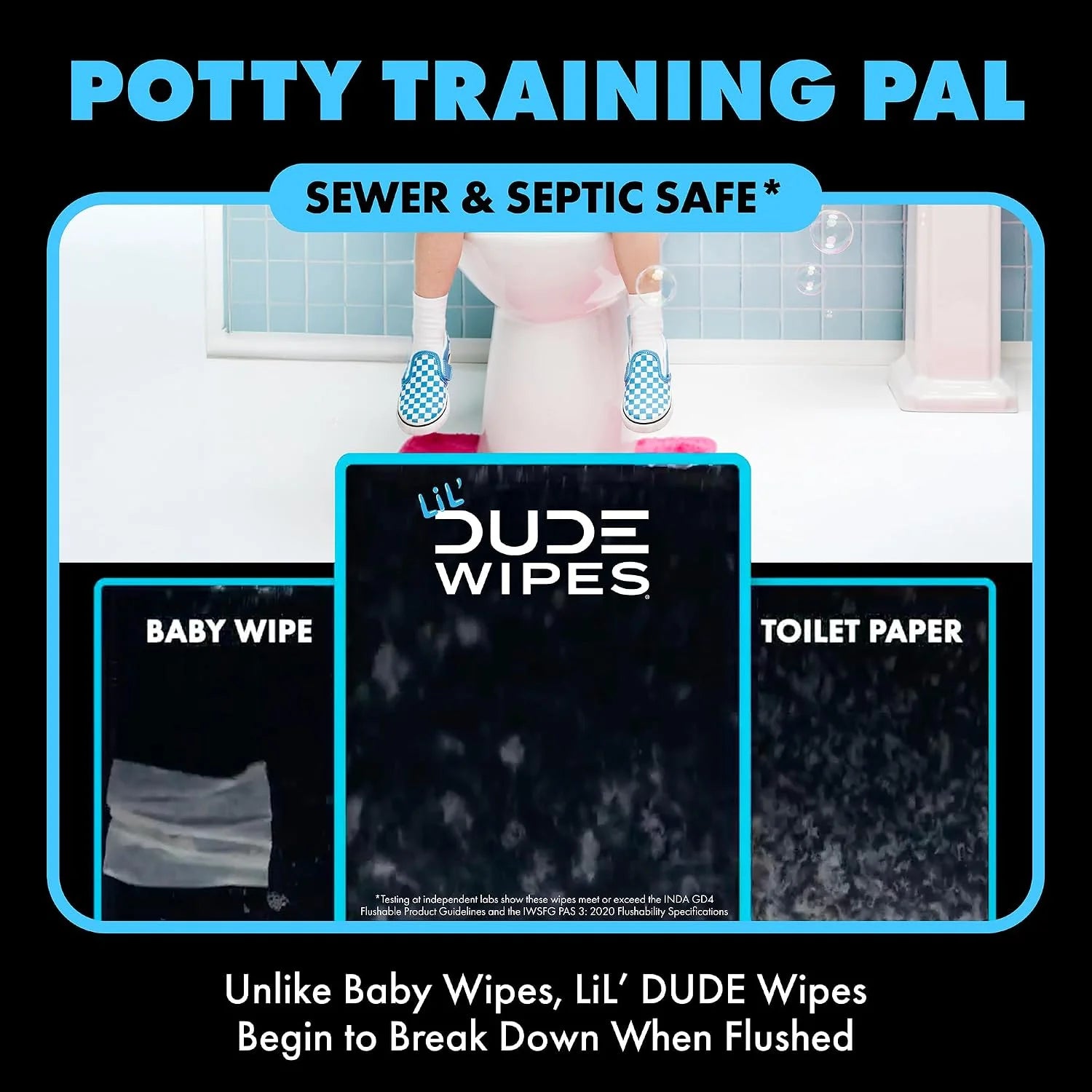 LiL' DUDE Wipes Flushable Potty Training Water Wipes, Unscented, 336 Count