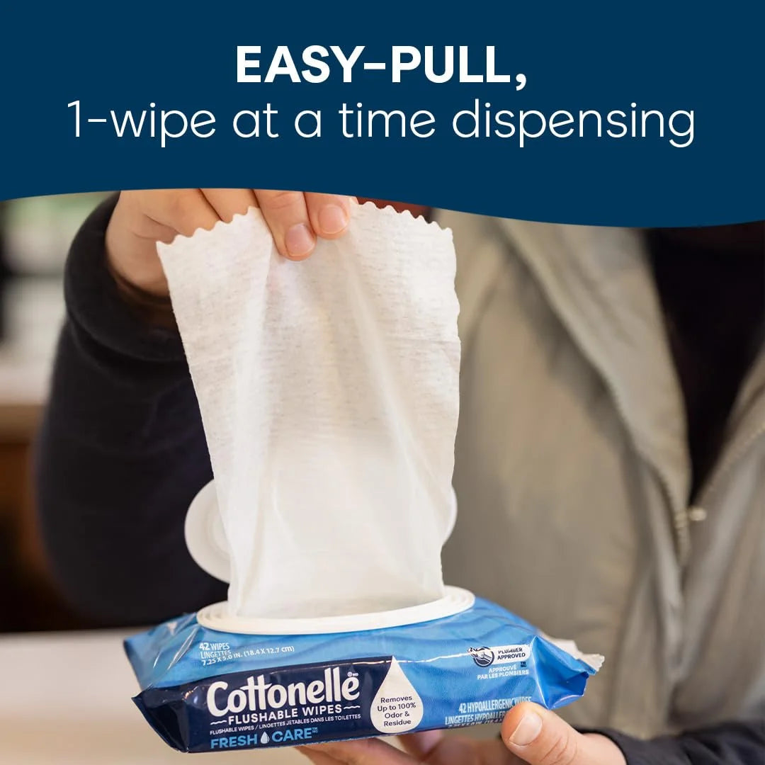 Cottonelle XL Flushable Wipes, 8 Packs, 45 Wipes per Pack