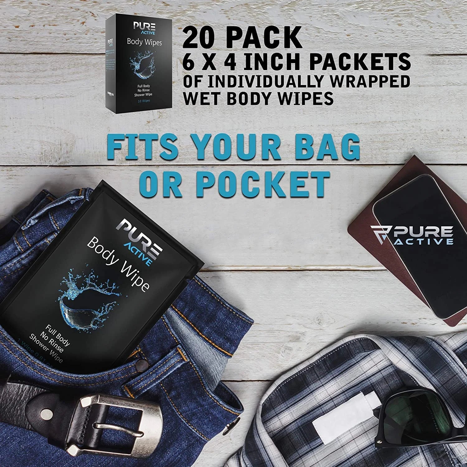 Shower Body Wipes, 480 Individually Wrapped Personal Hygiene Body Cleansing Wipes for Women and Men, Keep Clean After Gym Travel Camping Outdoors Sports