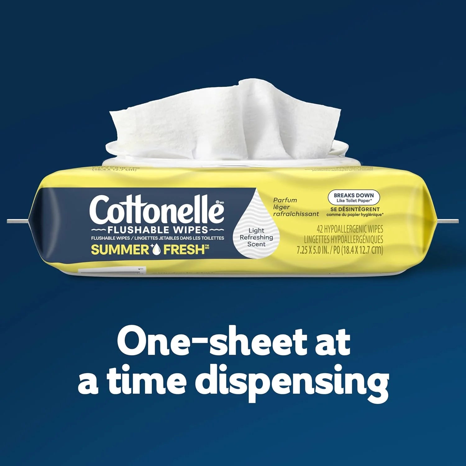 Cottonelle Summer Fresh Scented Flushable Wipes, 2 Packs, 42 Wipes per Pack