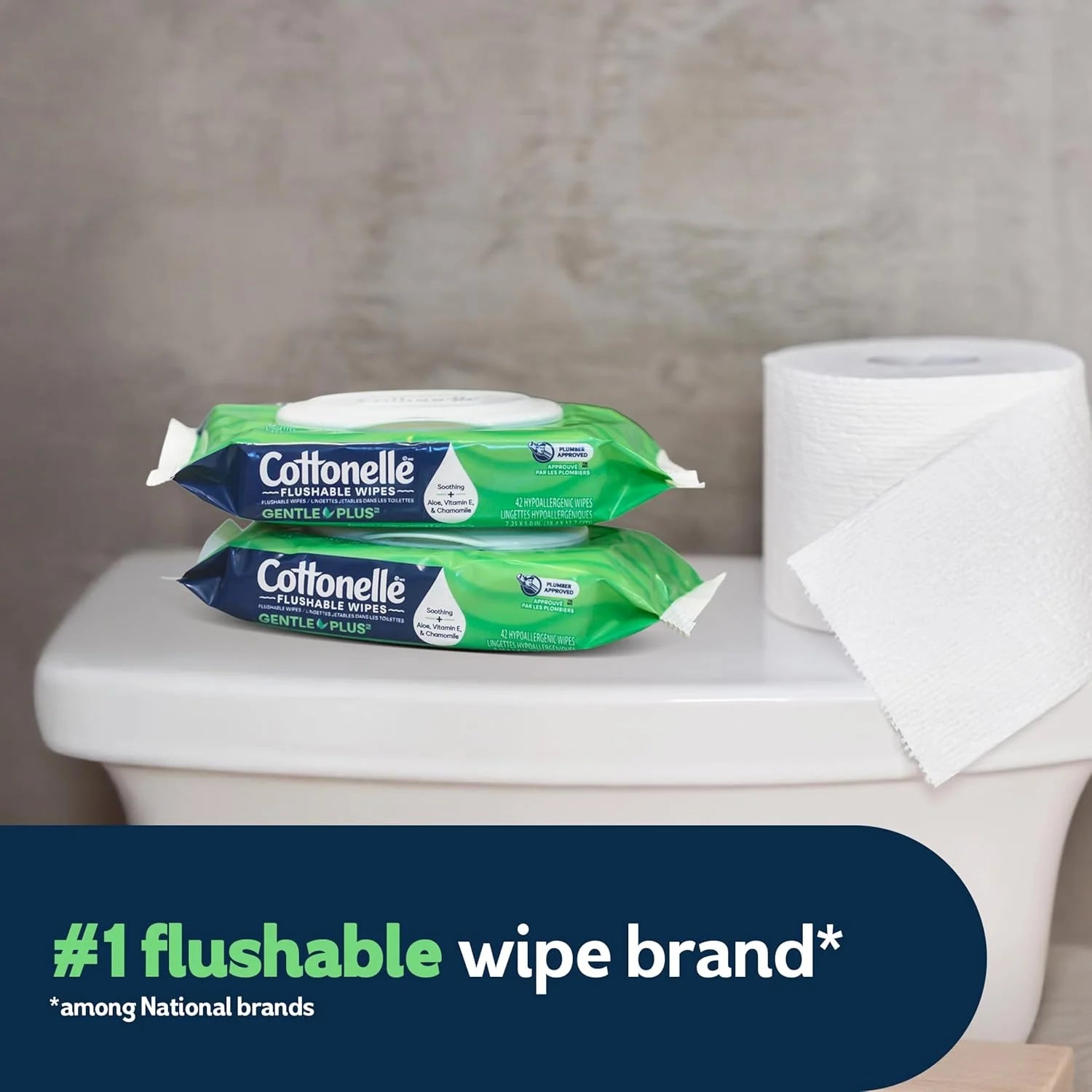 Cottonelle GentlePlus Flushable Wipes, 4 Packs, 42 Wipes per Pack