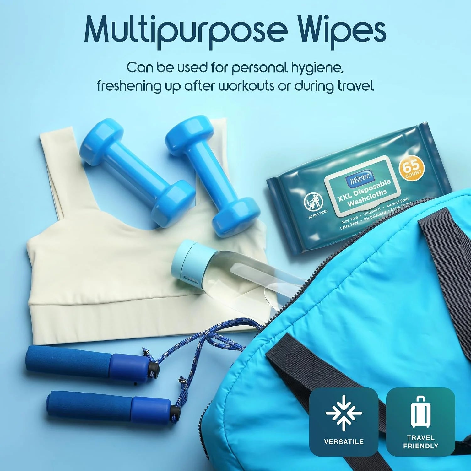 Inspire Adult Wet Wipes, Wash Cloths for Incontinence & Cleansing for Elderly, 8"x13" (780 Count)