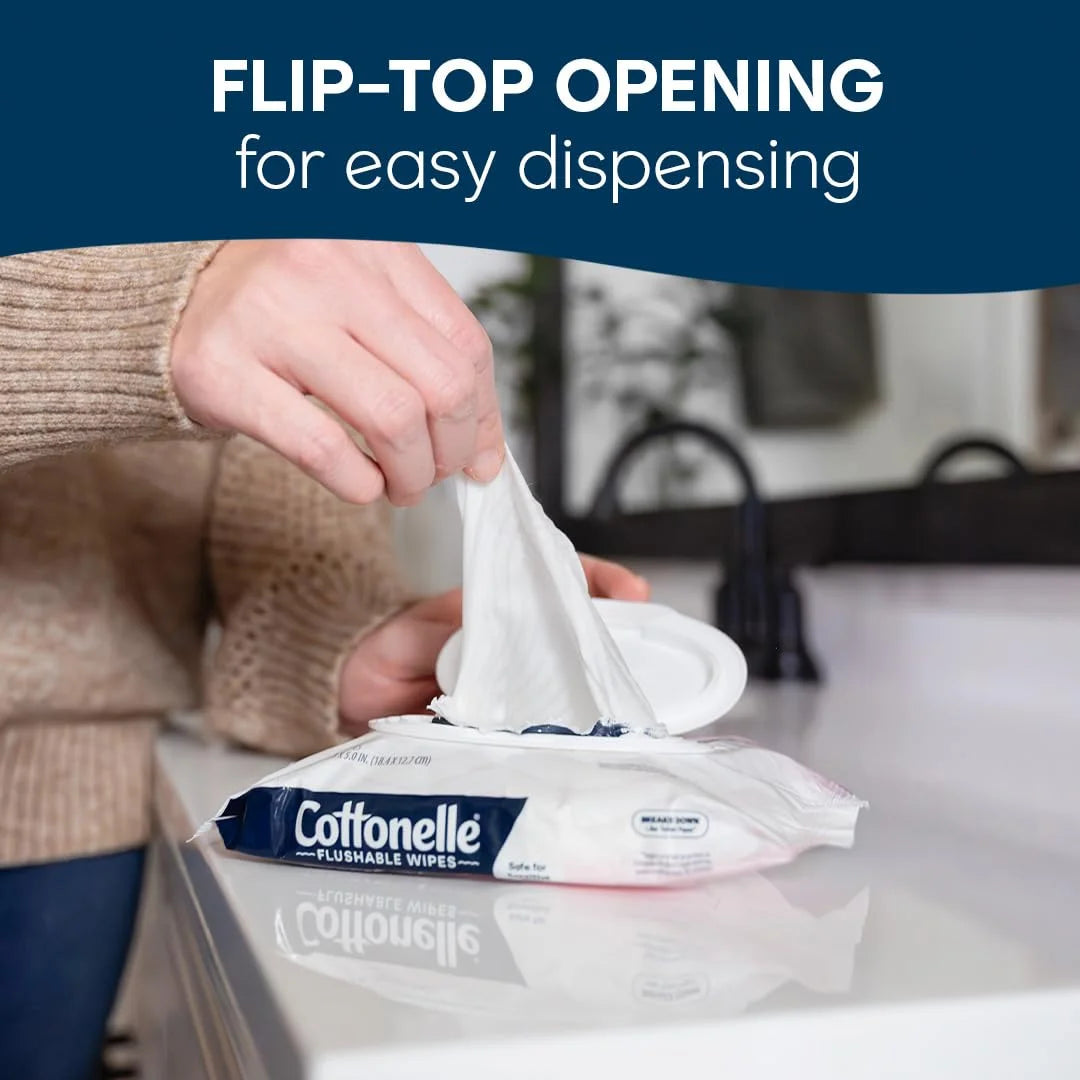 Cottonelle Fragrance Free Flushable Wipes, 8 Packs, 42 Wipes per Pack