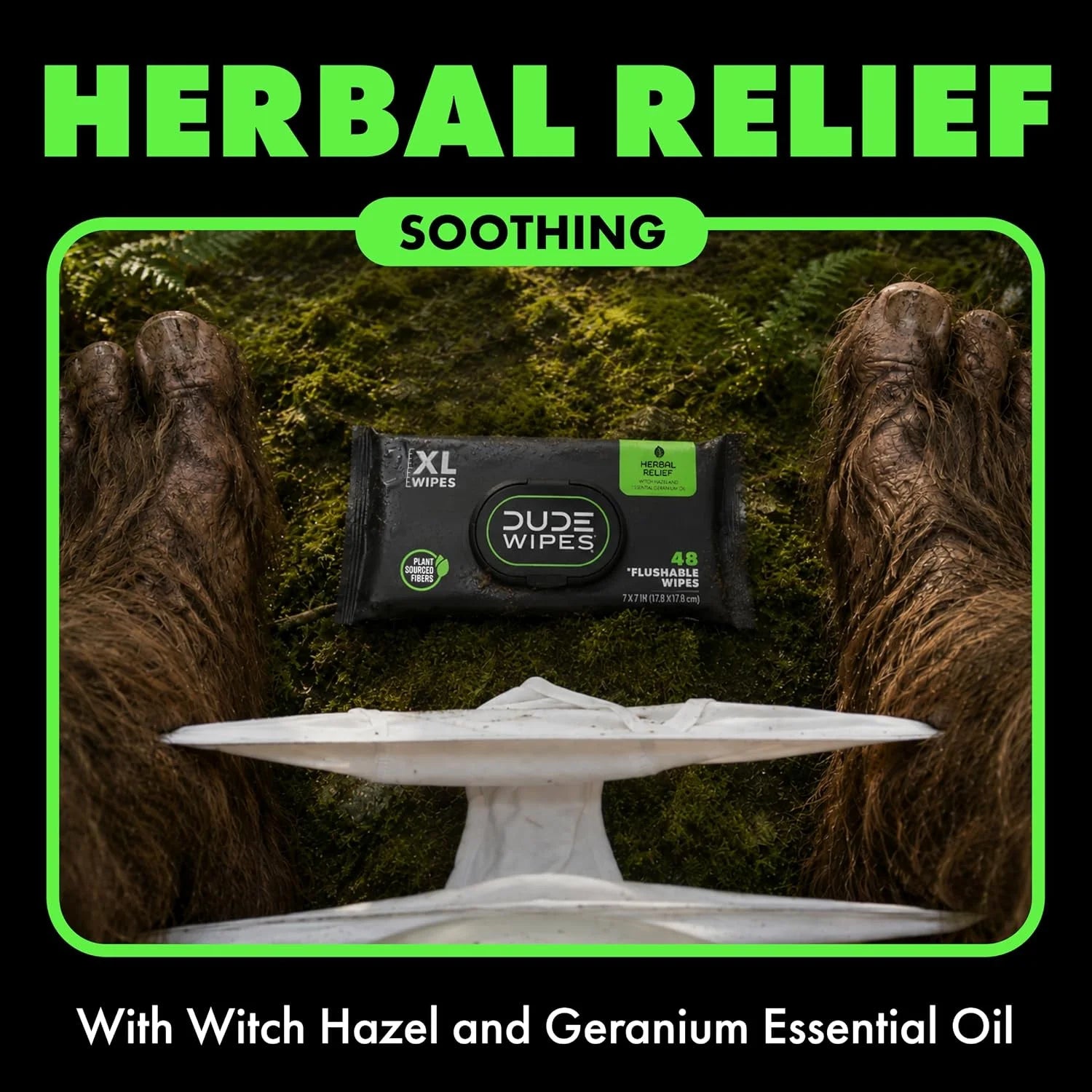 DUDE Wipes Herbal Relief Adult Flushable Wet Wipes, Witch Hazel, 576 Count