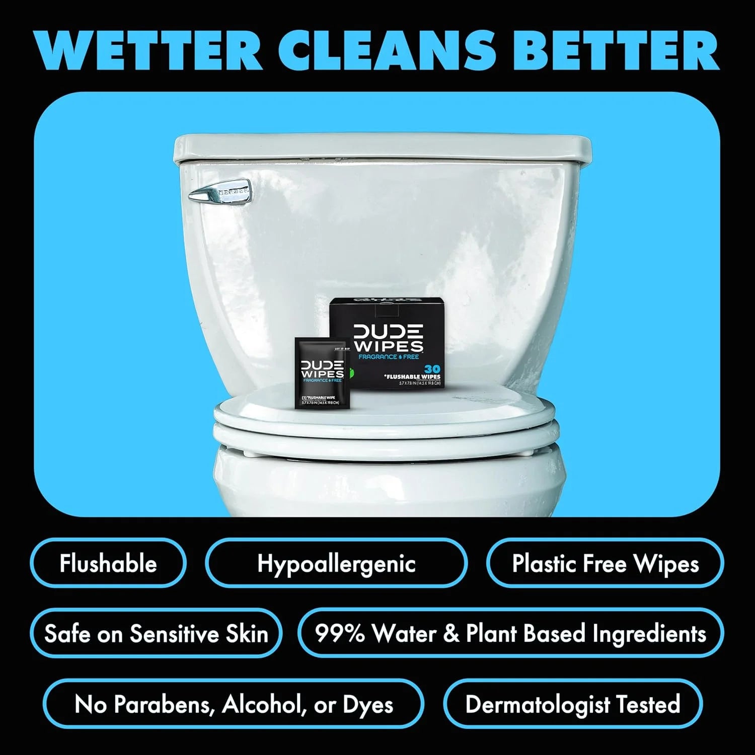 DUDE Wipes On-The-Go Unscented Adult Flushable Travel Wipes, 30 Count