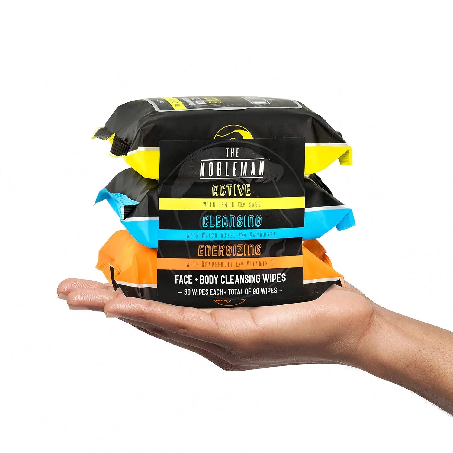 Men's Active/Cleansing/Energizing Face + Body Cleansing Wipes - 3 Pack (90ct)