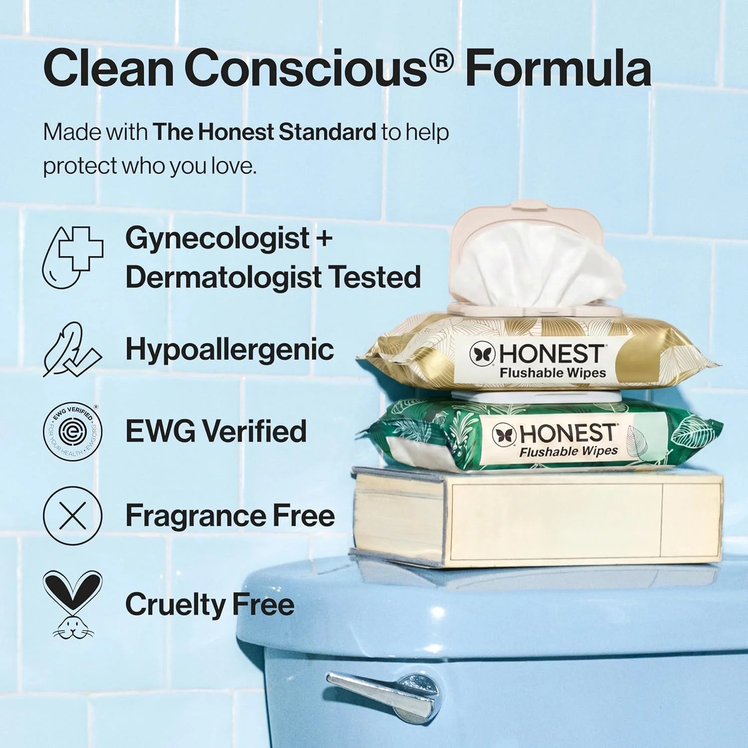 The Honest Company Flushable Wipes, Hypoallergenic, Gilded Wings, 42 Count