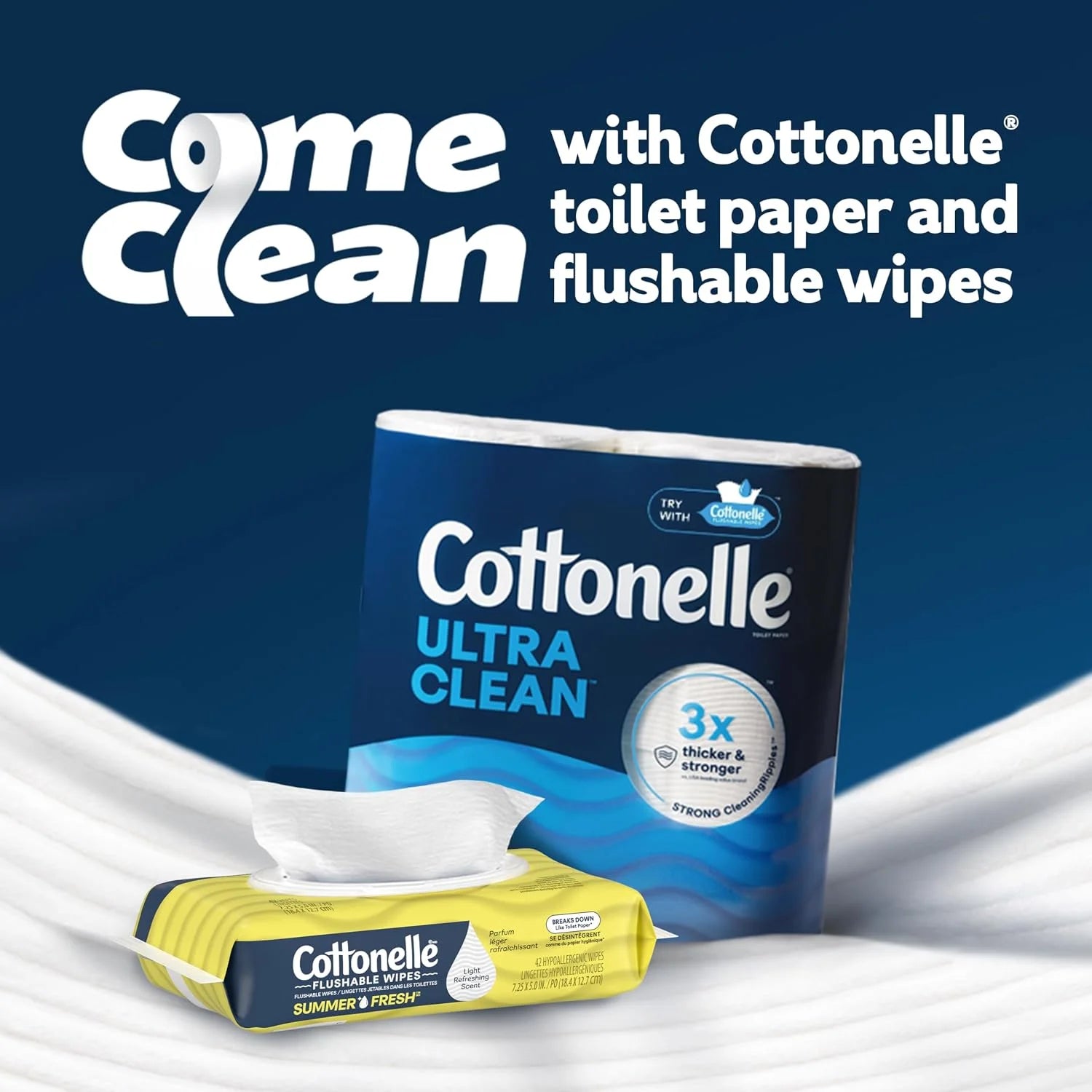 Cottonelle Summer Fresh Scented Flushable Wipes, 2 Packs, 42 Wipes per Pack