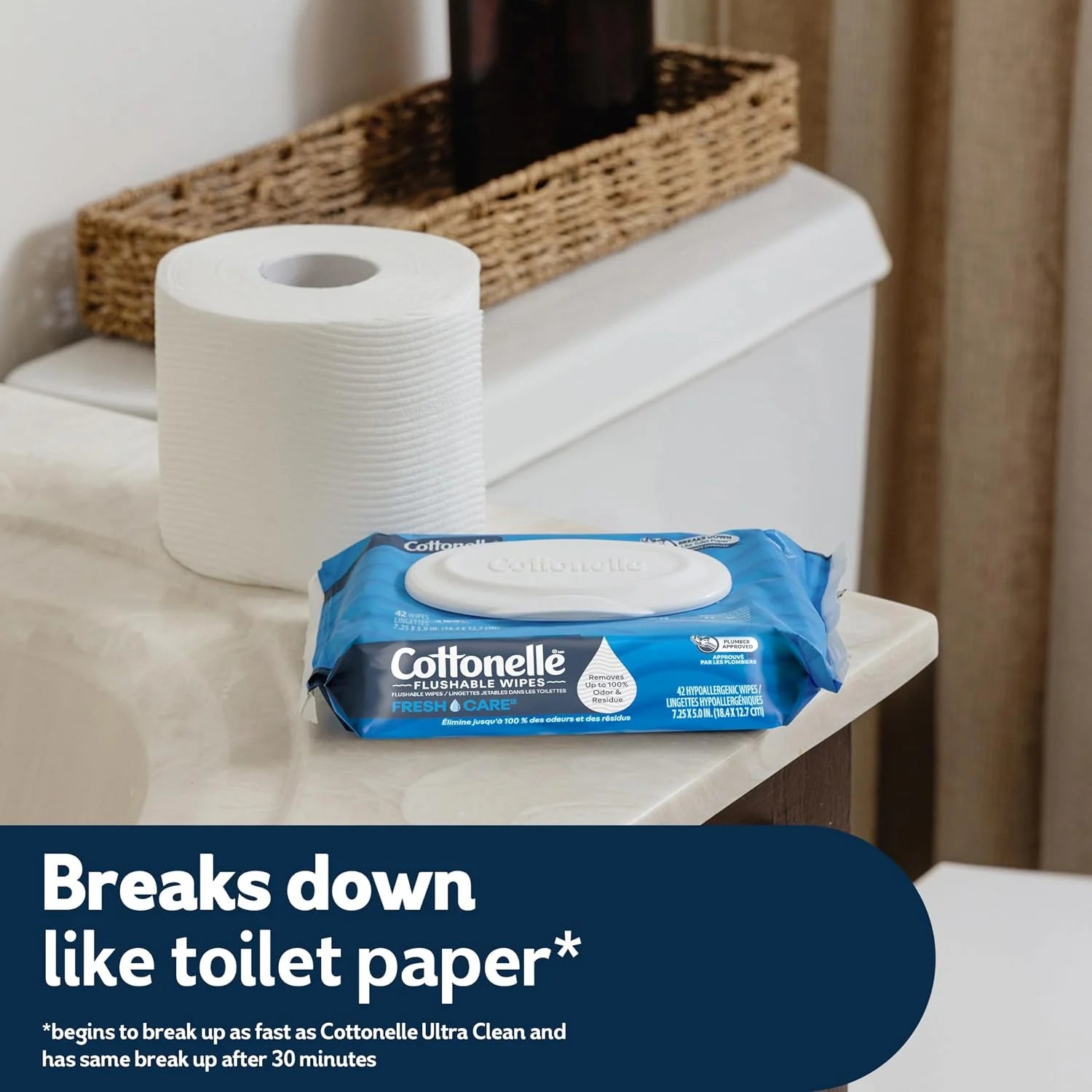Cottonelle Fresh Feel Flushable Wet Wipes, Adult Wet Wipes, 8 Flip-Top Packs, 42 Wipes Per Pack (336 Total Wipes)