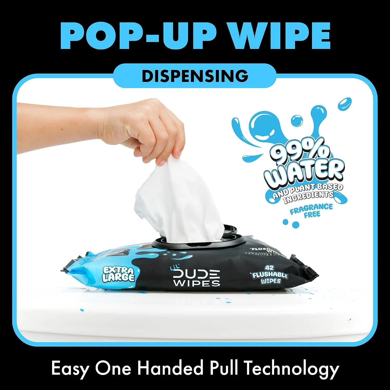 LiL' DUDE Wipes Flushable Potty Training Water Wipes, Unscented, 336 Count