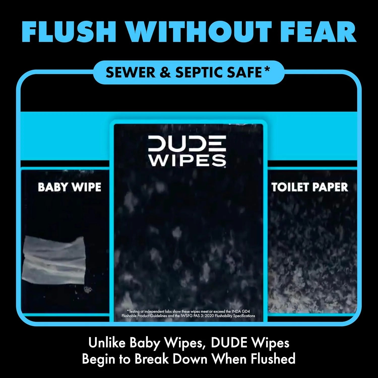 DUDE Wipes Unscented Adult Flushable Wet Wipes, Sensitive Skin, 576 Count