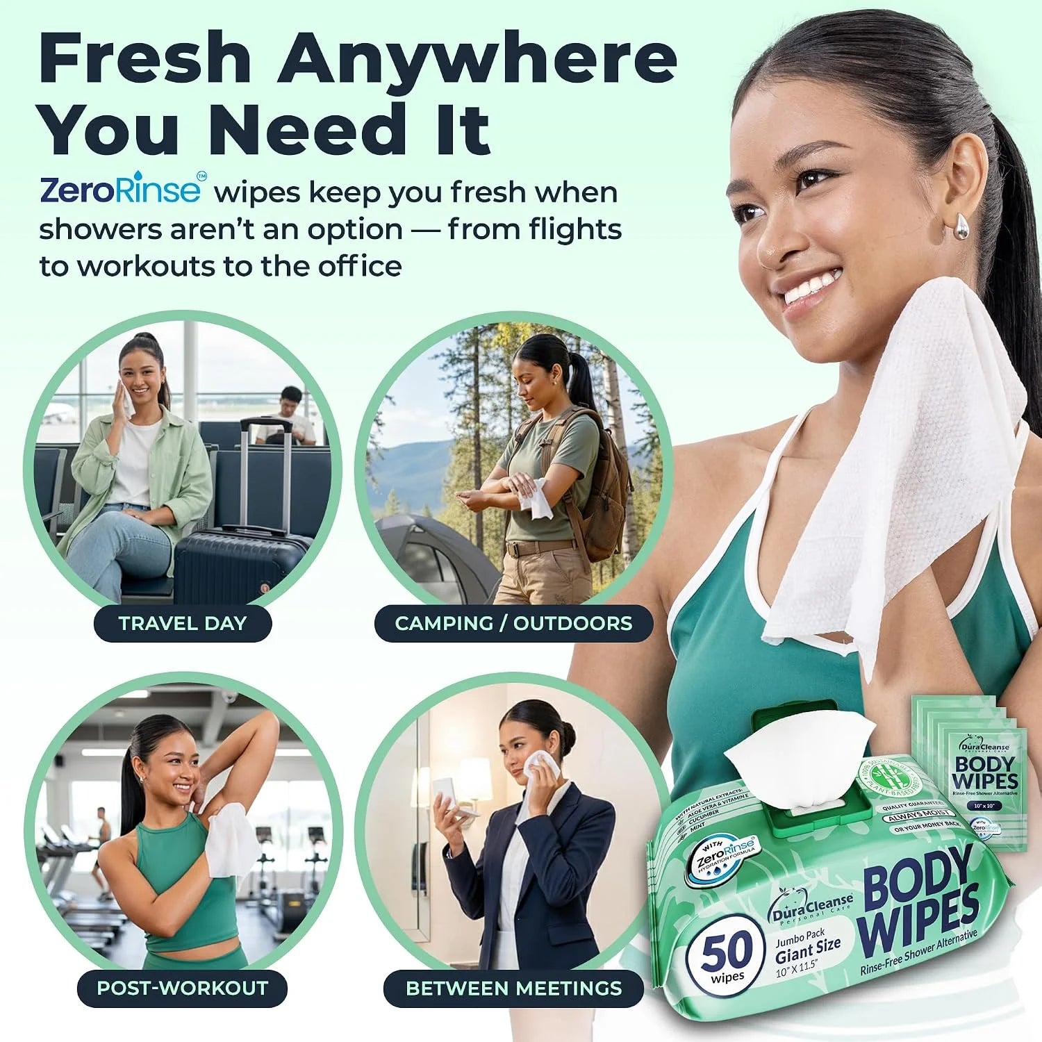 Bulk Body Wipes for Women - Gentle - No Rinse XL Cleansing Wipes - 200 Ct
